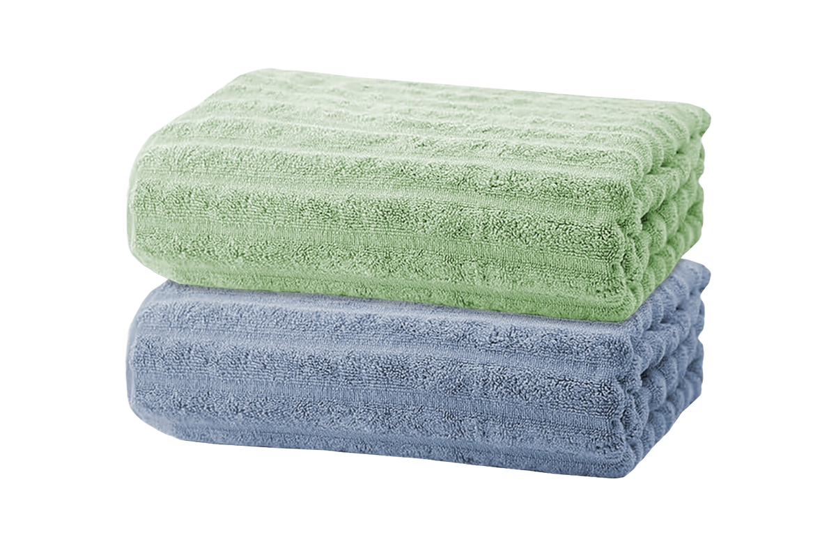 BAMBOO 100% Cotton BATH TOWEL,( PACK OF 4)800 GSM,BLUE + GREEN