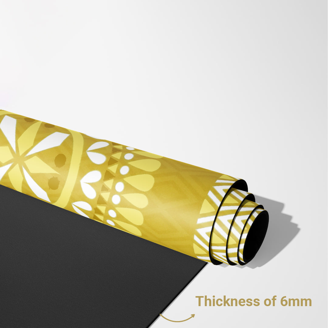 Yoga Mat Natural Rubber 72 inch x 27 inch X 6MM ,Floral Fanatsy