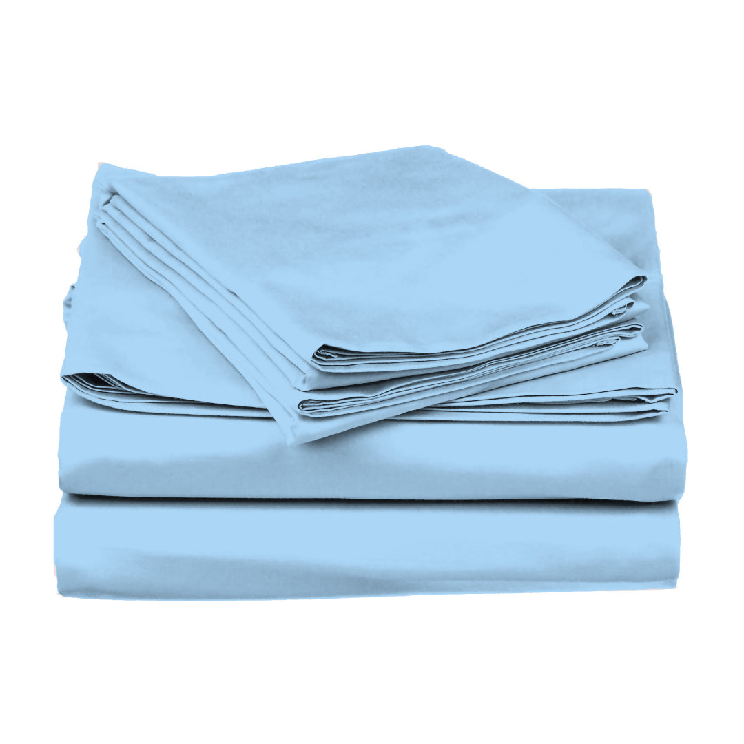 PASTELS 100% Cotton Queen Size Bedsheet, 300 TC, SKY BLUE