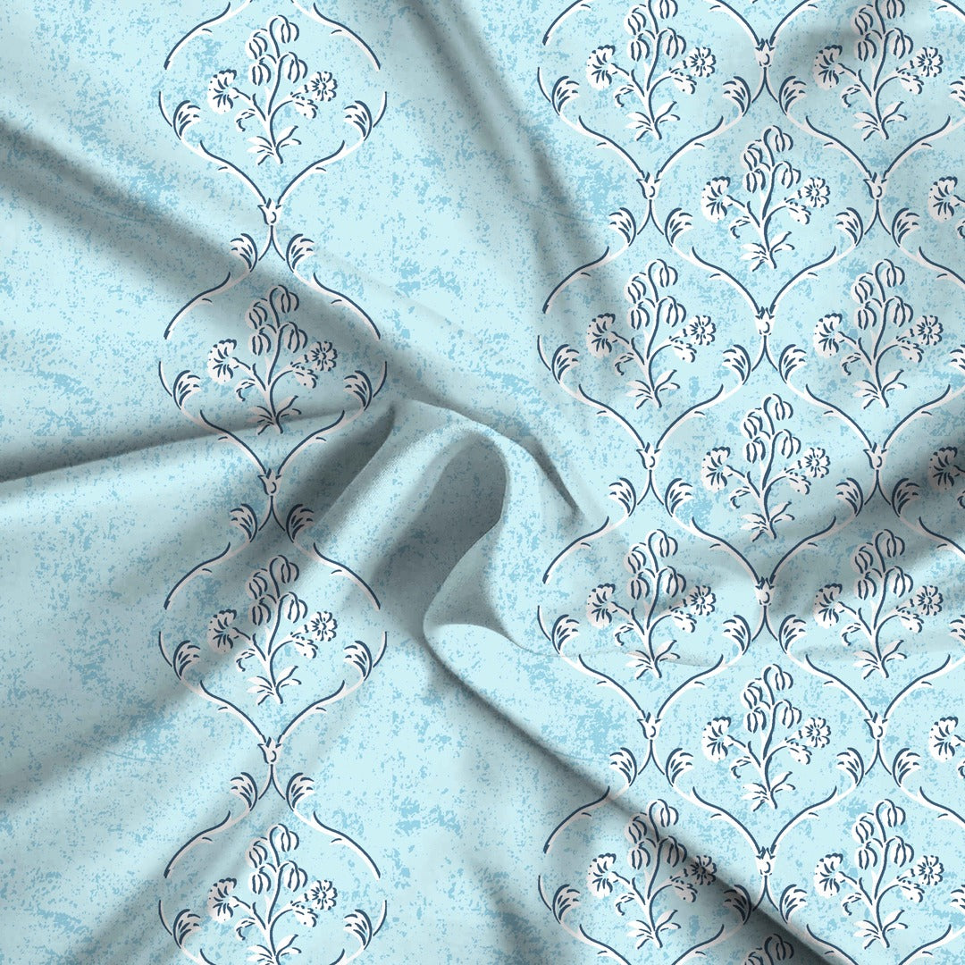 CROWN 100% Cotton XXXL King Size Bedsheet, 180 TC, BLUE