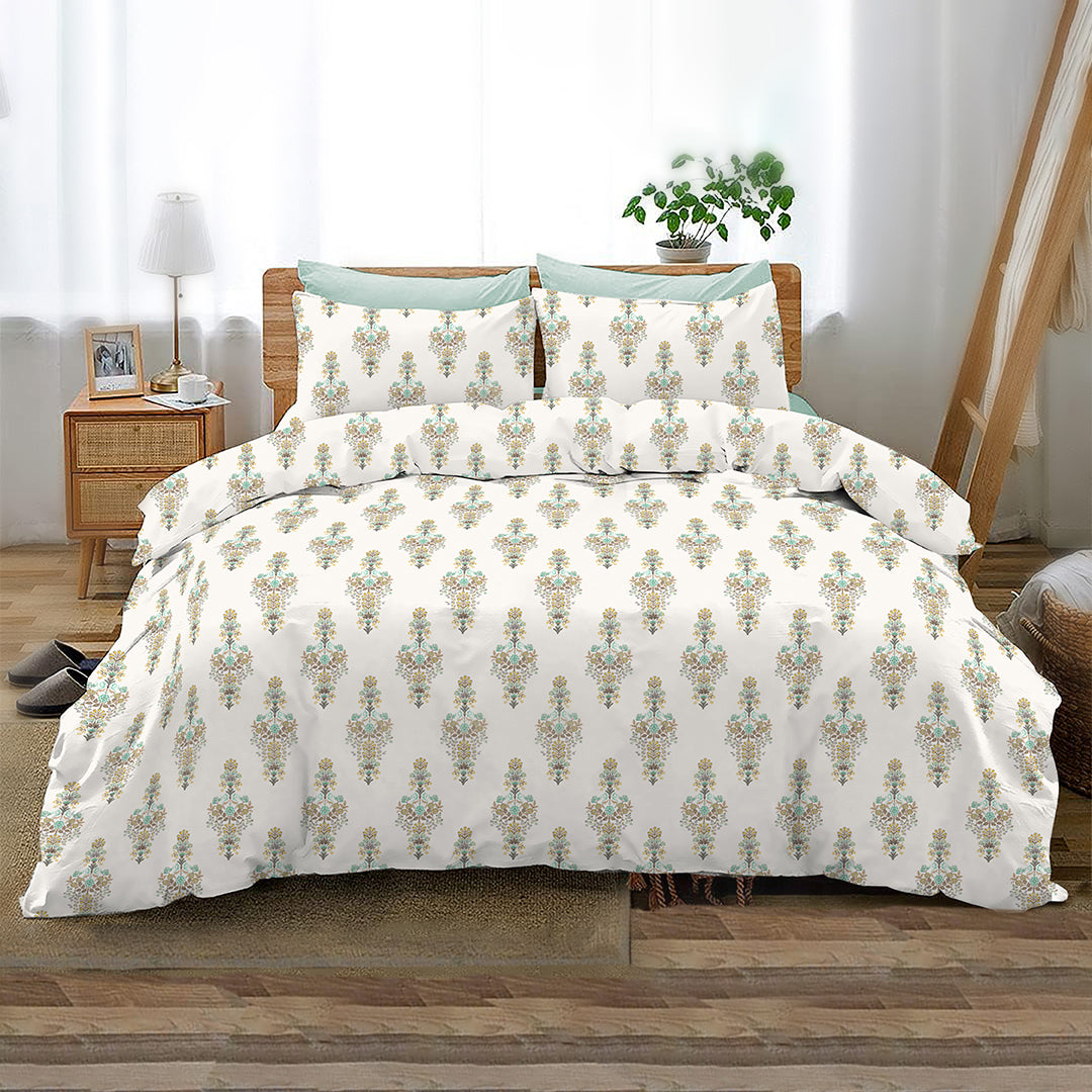 JAZZ 100% Cotton XXL King Size Bedsheet, 160 TC, FLORAL GREEN