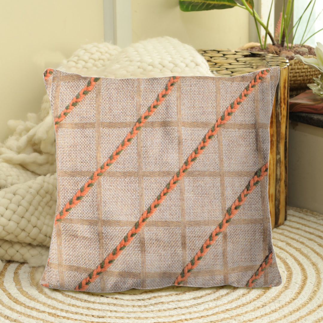 CUSHION COVER 100 % COTTON 16x16 Inches , LIGHT BROWN