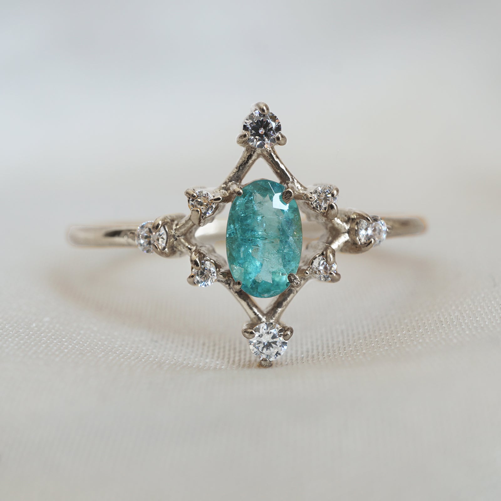 One Of A Kind: Paraiba Tourmaline Starlight Diamond Ring