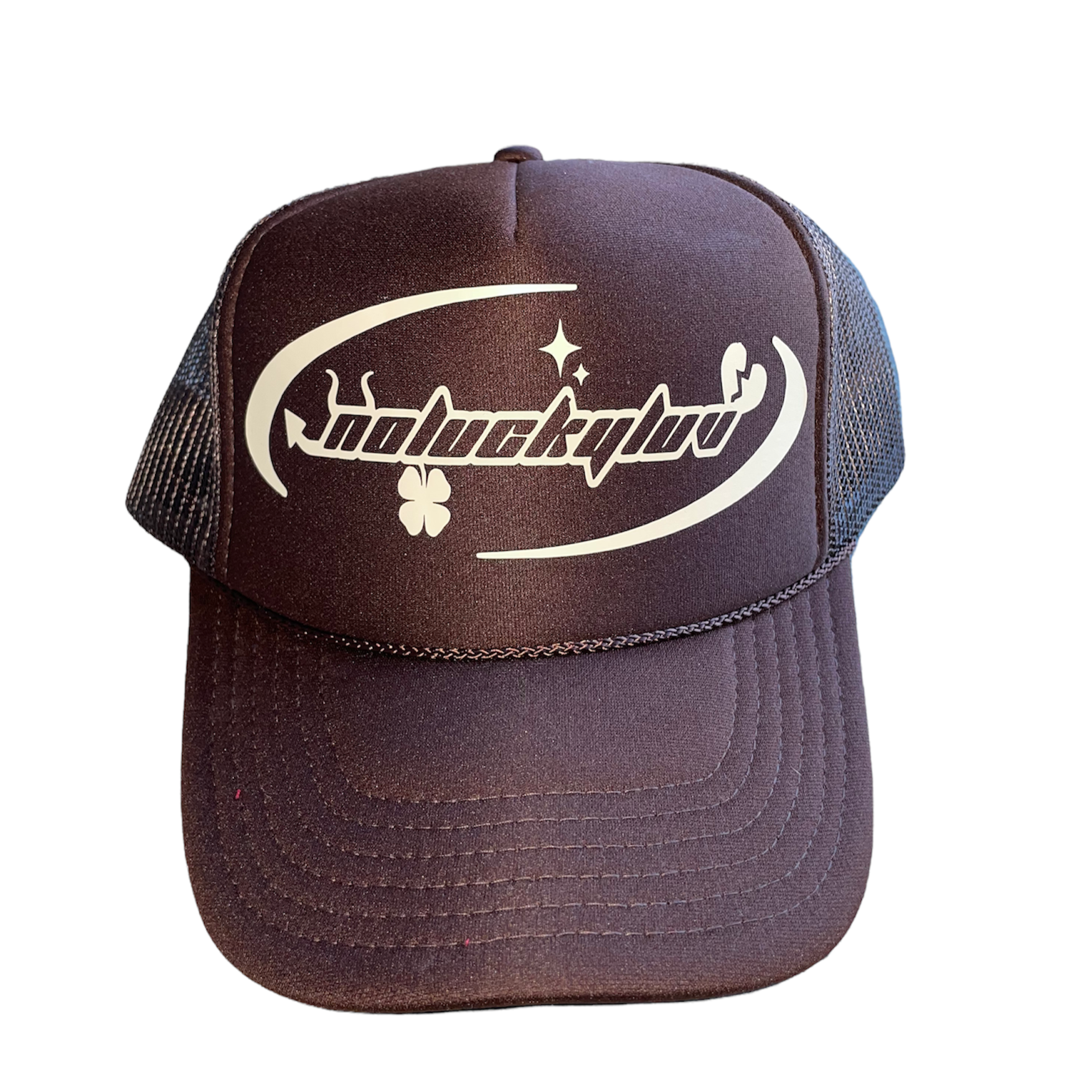 brown and cream trucker hat