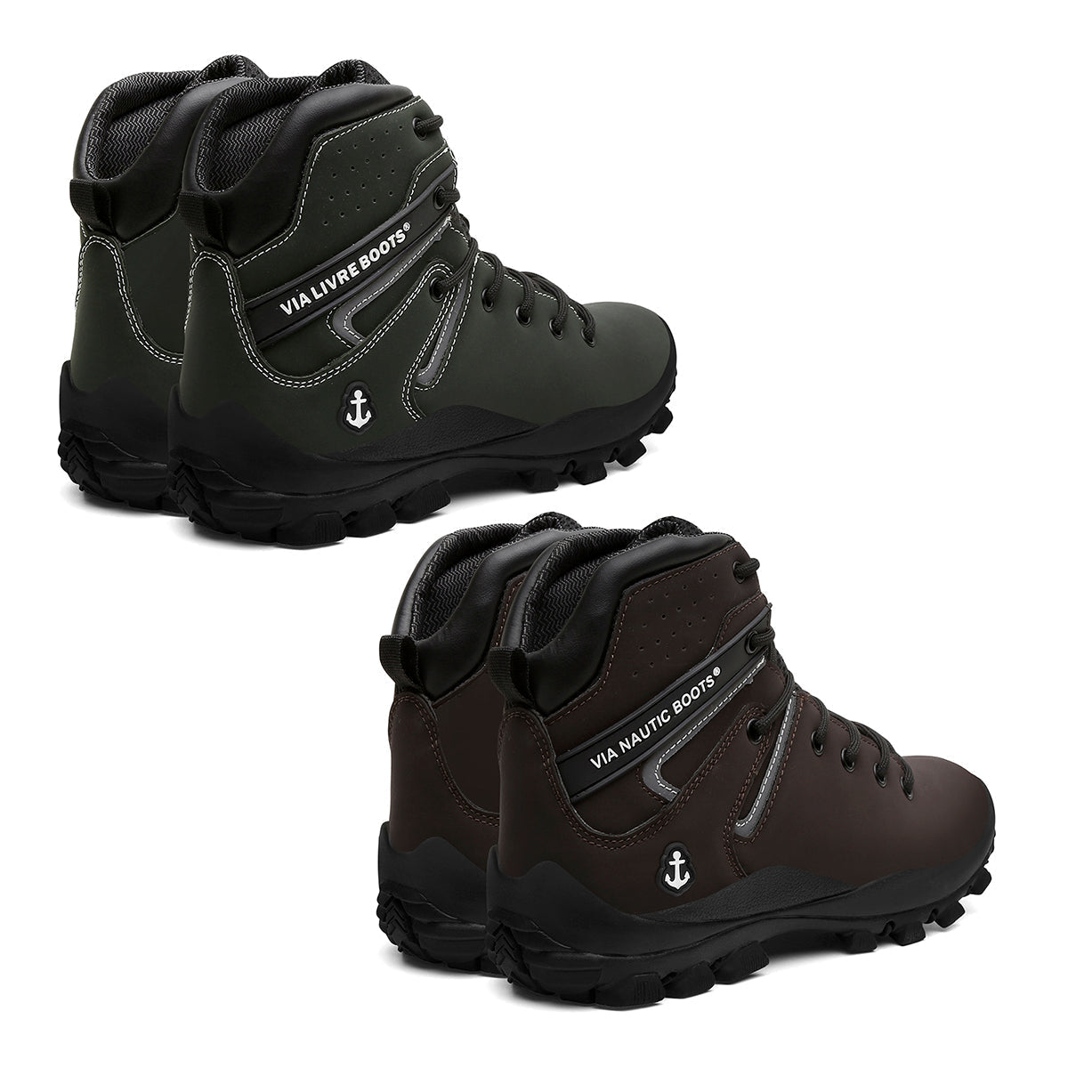 Kit 2 Botas Via Nautic Amsterdã Musgo/Café