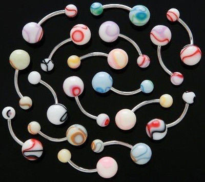 27pcs White Marble Swirl UV Acrylic Belly Rings 14g Navel Naval