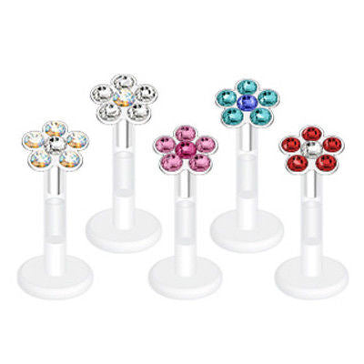 5pcs Flower Gem Bioflex Labrets