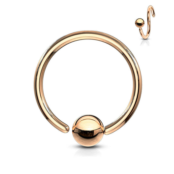 Septum Piercing Ring Helix Tragus Rose Gold Closure #288 Captive Bead Ring 