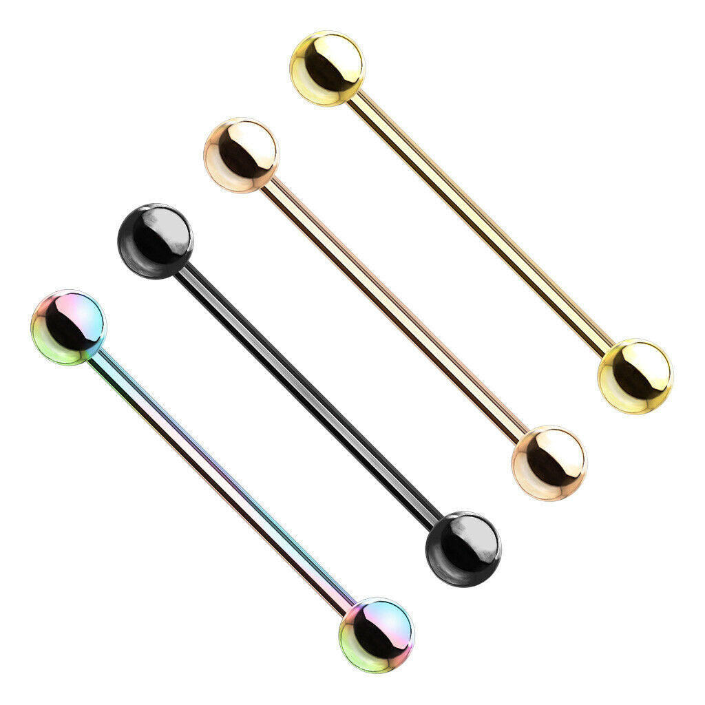 16G 9/16" 5/8" Black PVD Plated Surgical Steel Barbell Tongue Ring & Nipple Ring 