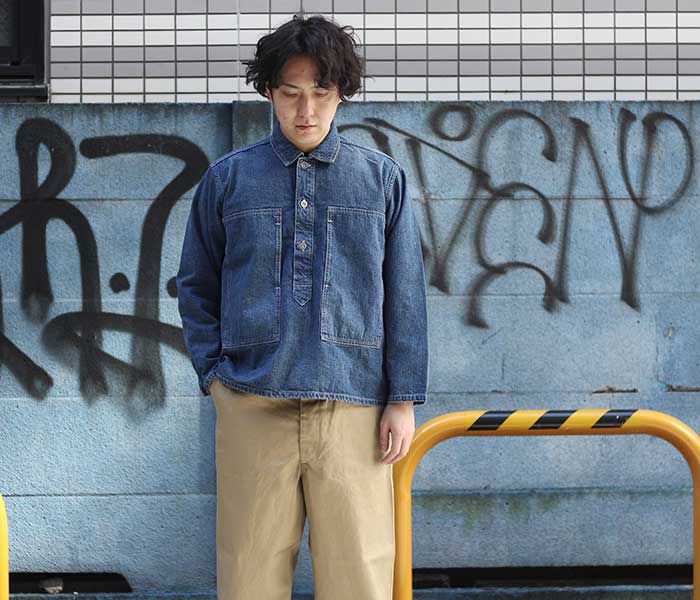 orSlow オアスロウ PW プルオーバー ジャケット デニムユーズド 03-8041 PW PULLOVER SHIRT JACKET DENIM  U.S.ARMY UNSEX (03-8041-95)