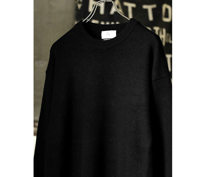 HERILL ヘリル ゴールデンキャッシュ カシミヤ クルー ブラック ニット セーター BLACK GOLDENCASH CASHMERE CREW  KNIT (GOLDENCASH-CREW-BK (22-080-HL-8020-3))