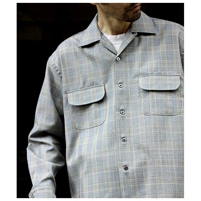 INTĒRIM インテリム CHECK OPEN COLLAR SHIRT-