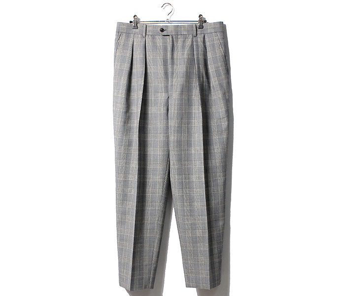 インテリム INTERIM グレーチェック 2タック ワイドテーパード スラックス パンツ FANCY PRINCE OF WALES 2-TUCK  WIDE TAPERED SLACKS (IT22A229)