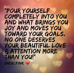 Self-love affirmation. Inspirational quote by best-selling children's author Sheri Fink