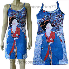 WINTER SNOW GEISHA Japanese UKIYOE Art Print Dress Misses S M L XL