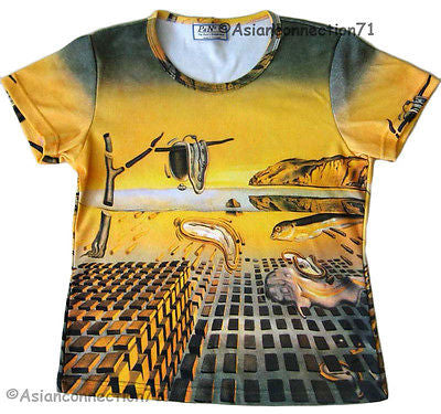 Dali DISINTEGRATION OF MEMORY Art Print T Shirt Misses Cap Sleeve S M L XL