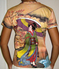 Utamaro Ukiyoe Japanese Geisha Art Print Cap Sleeve T-Shirt Misses S M L XL New