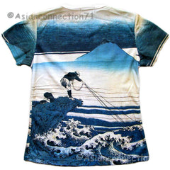 FISHERMAN Ukiyoe Old Man Japan Art Print Cap Sleeve T Shirt Misses S M L XL