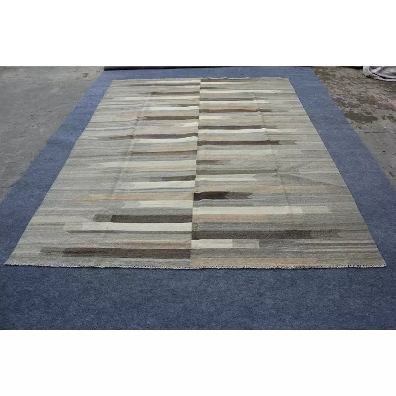 Half Striped Beach Saturated Multicolored Rug - Pristinerugs