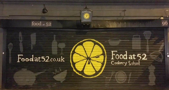 Food at 52 new shutters Leo Stiles graffiti