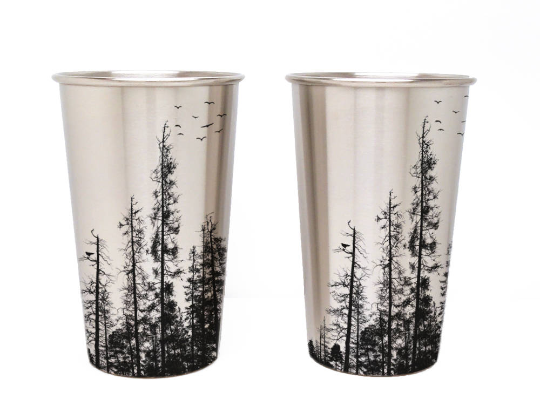 Black Lantern - Pine Tree Forest Pint Glass