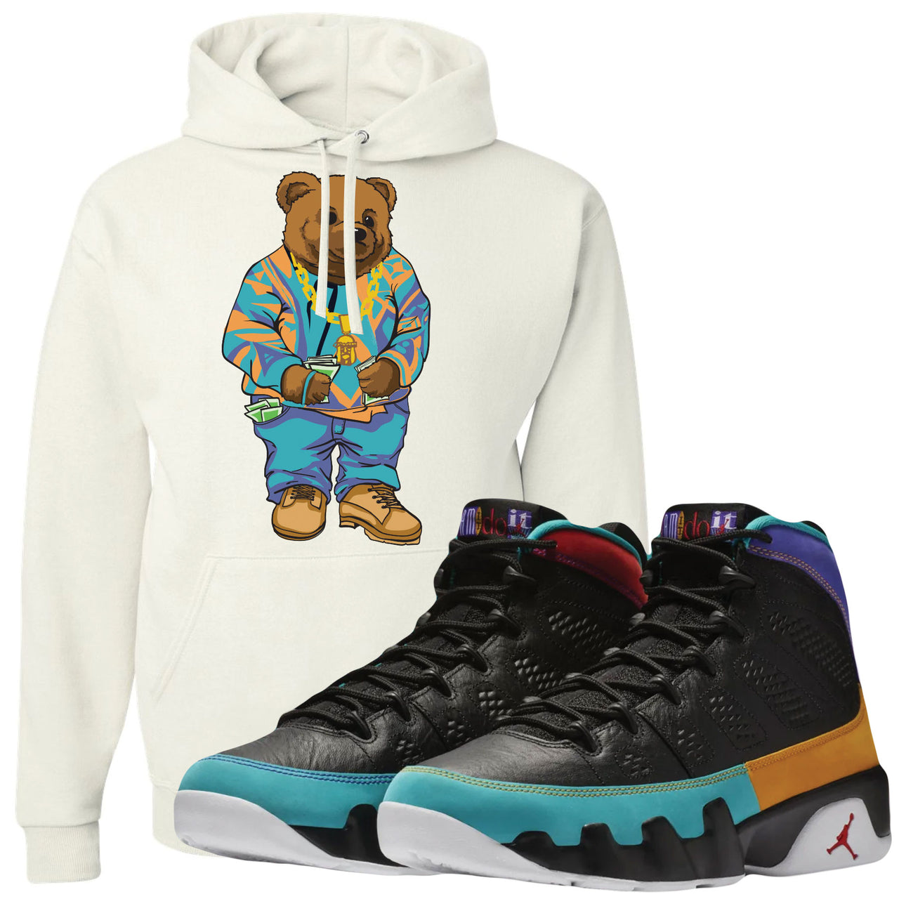 FOOT CLAN | HOODIE | JORDAN 9 "DREAM IT DO IT" | BIGGIE BEAR | WHITE