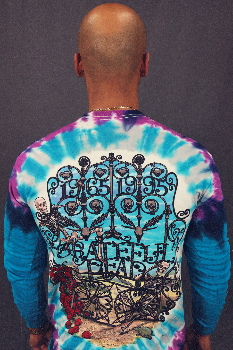 back of the Grateful Dead Tie-Dye Vintage Rock Band Concert Retro 30th Anniversary Tie-Dye Long Sleeve T-Shirt