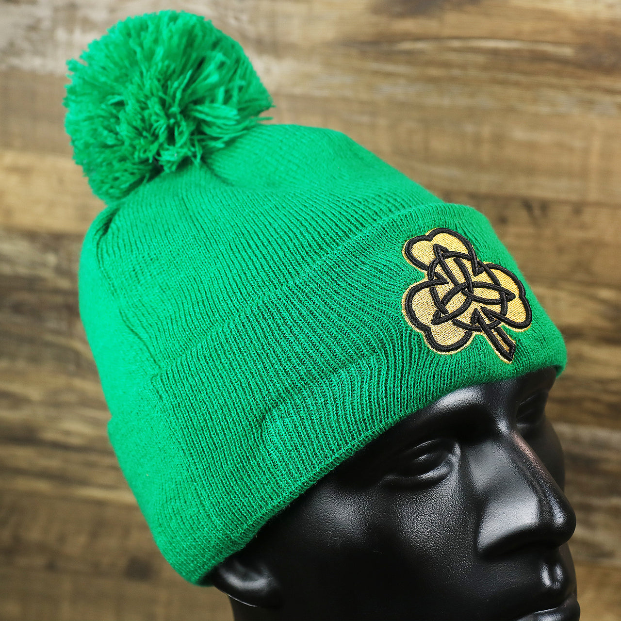 The Boston Celtics NBA City Series Metallic Gold Clover Winter Beanie | Green Winter Beanie