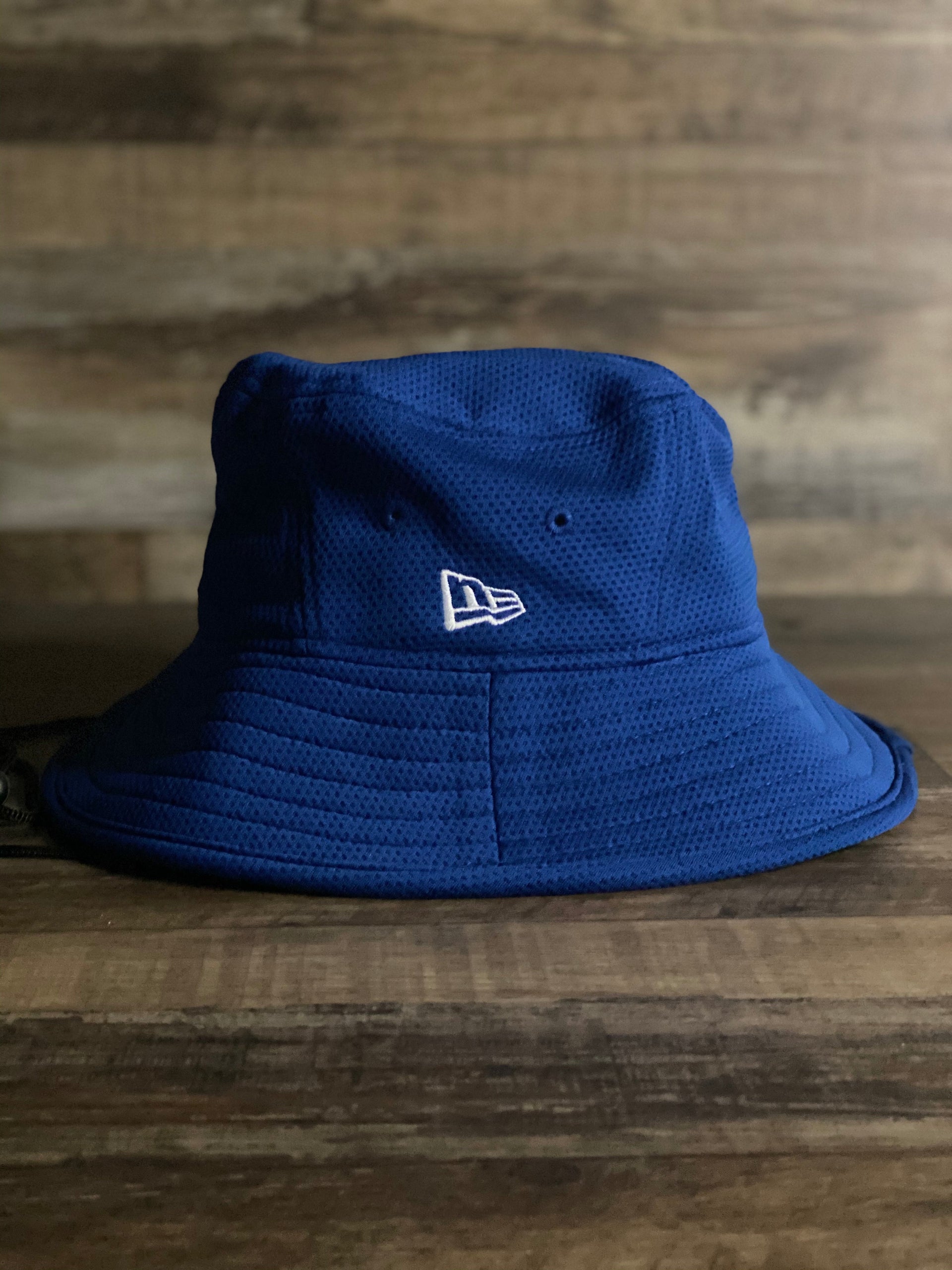 Side View BUCKET HAT | PHILADELPHIA ATHLETICS | MLB CUSTOM HEADWEAR  VINTAGE LOGO ELEPHANT | BLUE NEW ERA