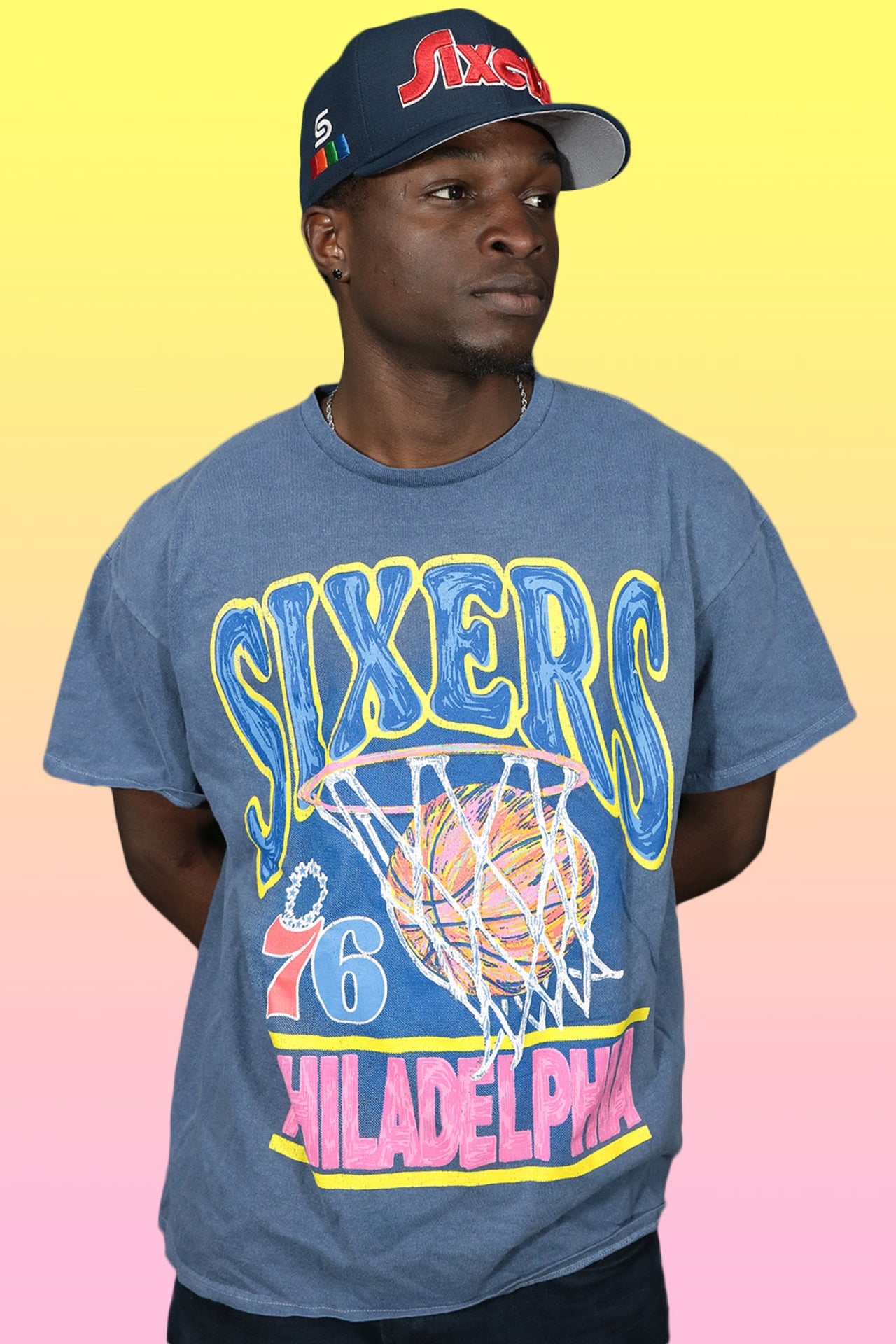 Philadelphia 76ers Pigment Baltic Blue '47 brand Vintage Tubular T-shirt