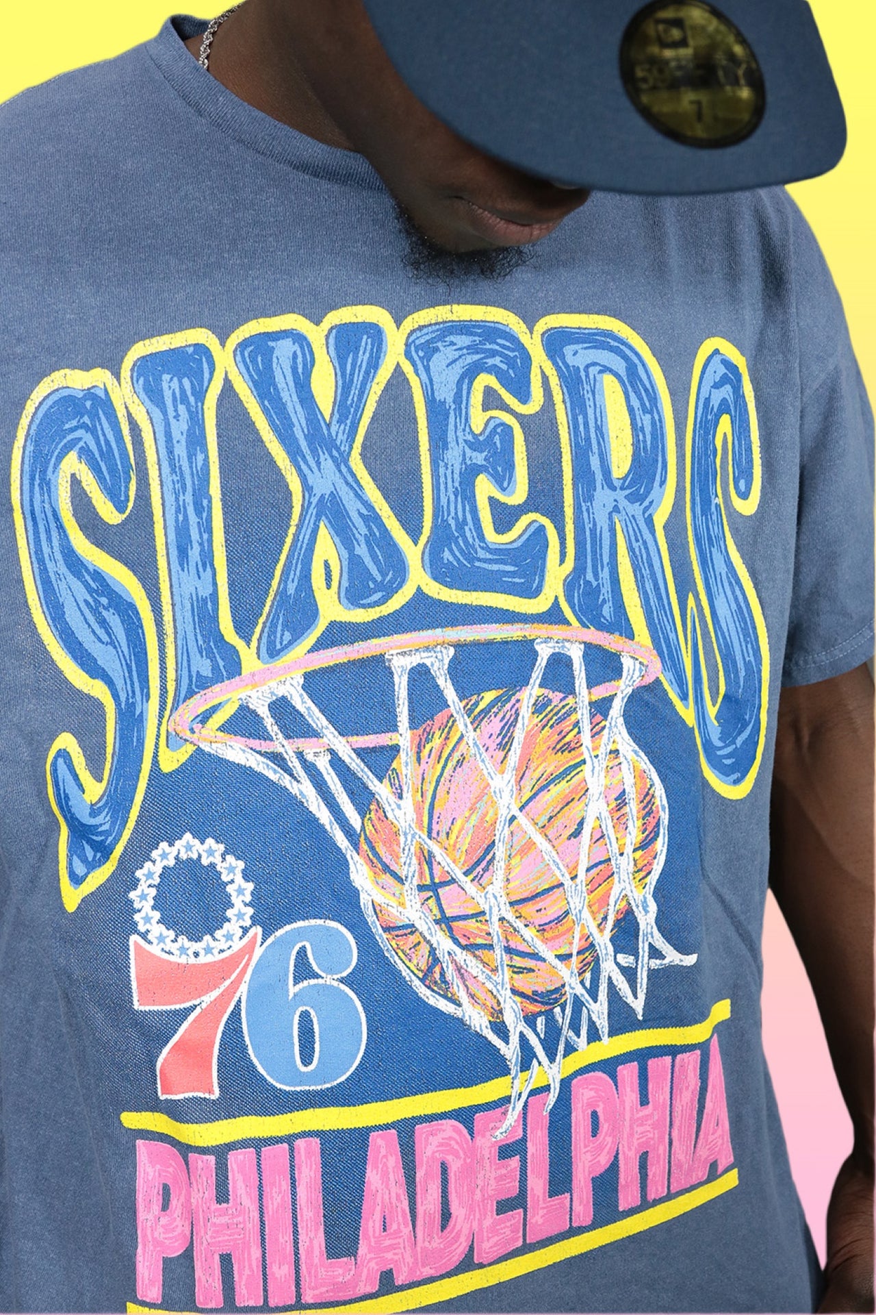 Philadelphia 76ers Pigment Baltic Blue '47 brand Vintage Tubular T-shirt