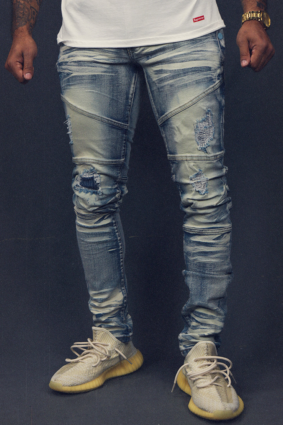 COPPER RIVET | 933208 | SIDE POCKET DENIM PANTS SLIM FIT | LIGHT BLUE |