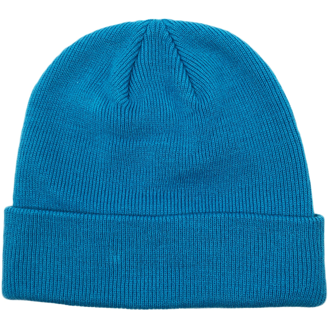 The Carolina Panthers Carolina Blue Knit Raised Cuff Beanie is solid Carolina Blue