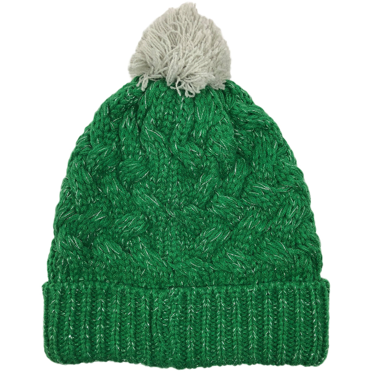 The pom of the retro Philadelphia Eagles kelly green women's knit pom beanie is gray