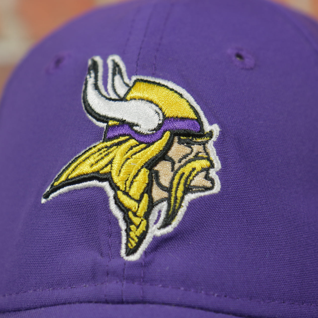 vikings logo on the Minnesota Vikings On Field NFL Equipment Dad Hat