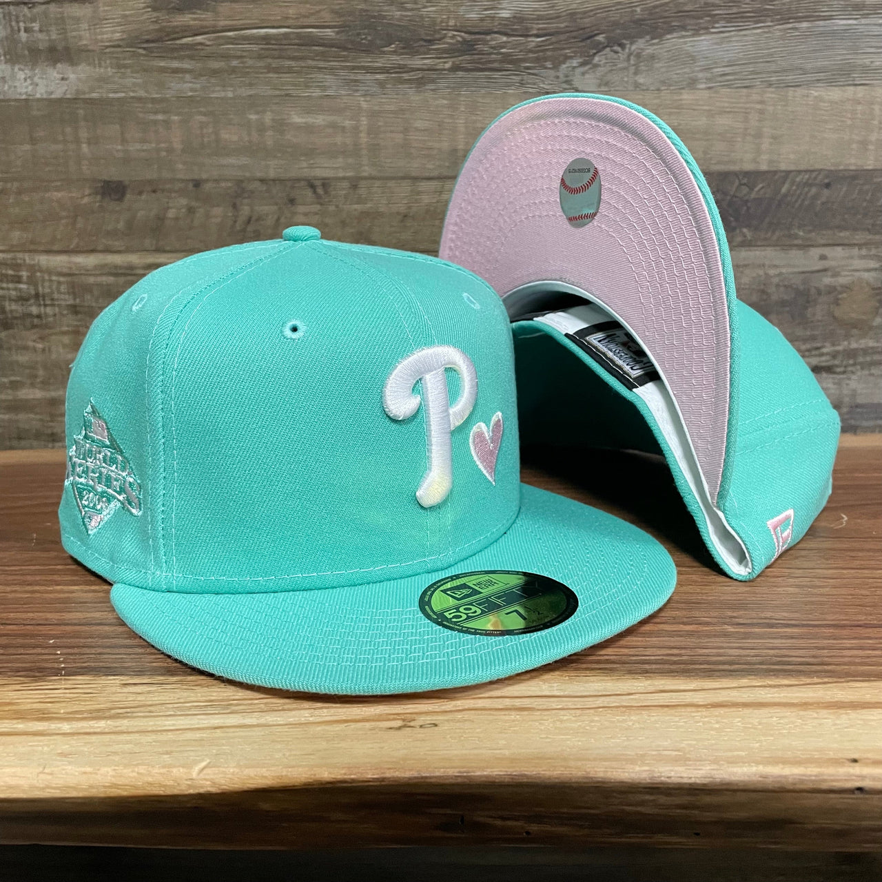 2008 World Series Philadelphia Phillies Heart Pink Bottom 5950 Fitted | "Mint Flamingo"