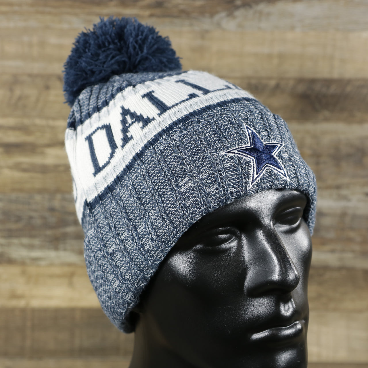 Youth Dallas Cowboys On Field Cuffed Fisherman Knit Beanie | Navy Blue Winter Beanie