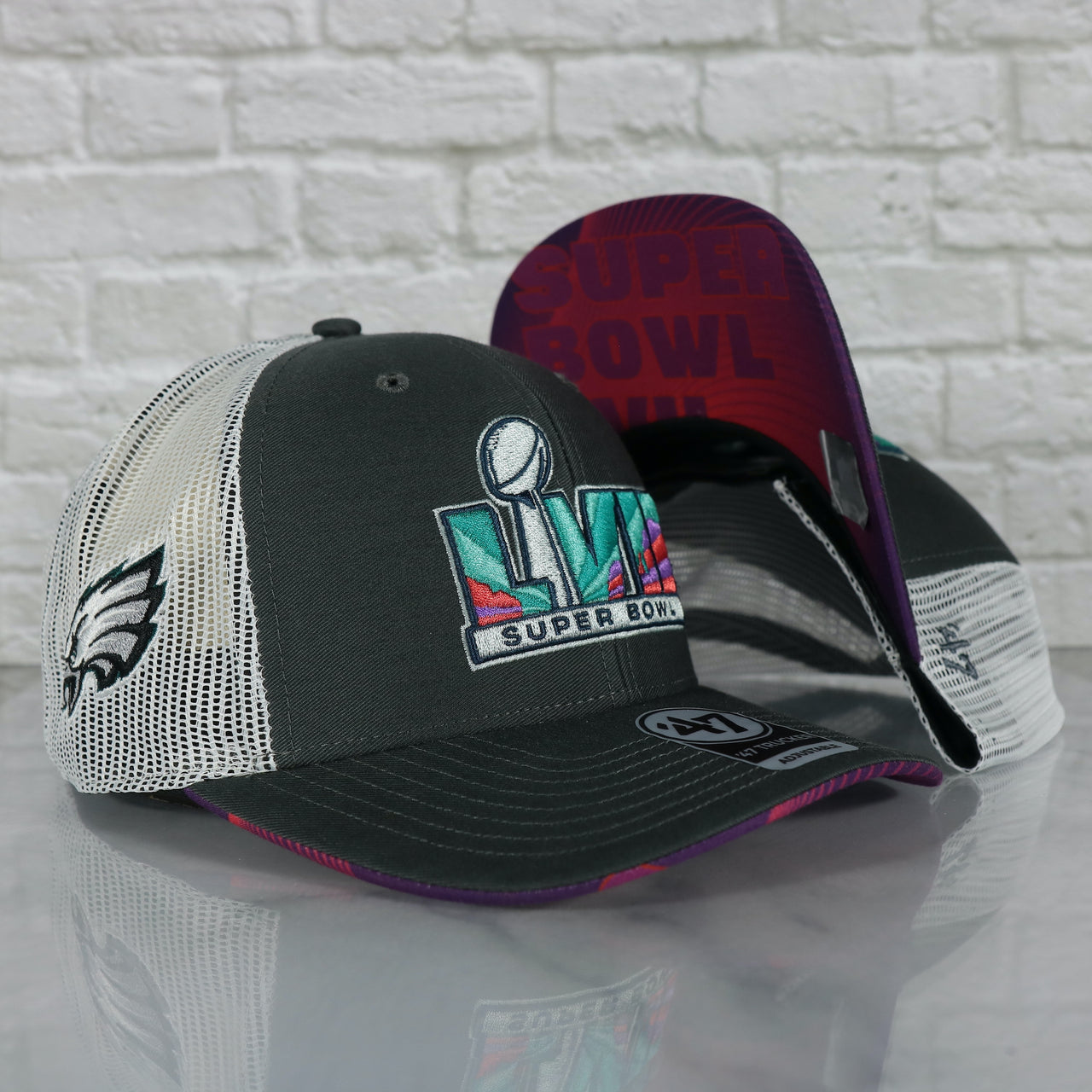 Philadelphia Eagles Super Bowl LVII (Super Bowl 57) Side Patch Charcoal/White Trucker Hat