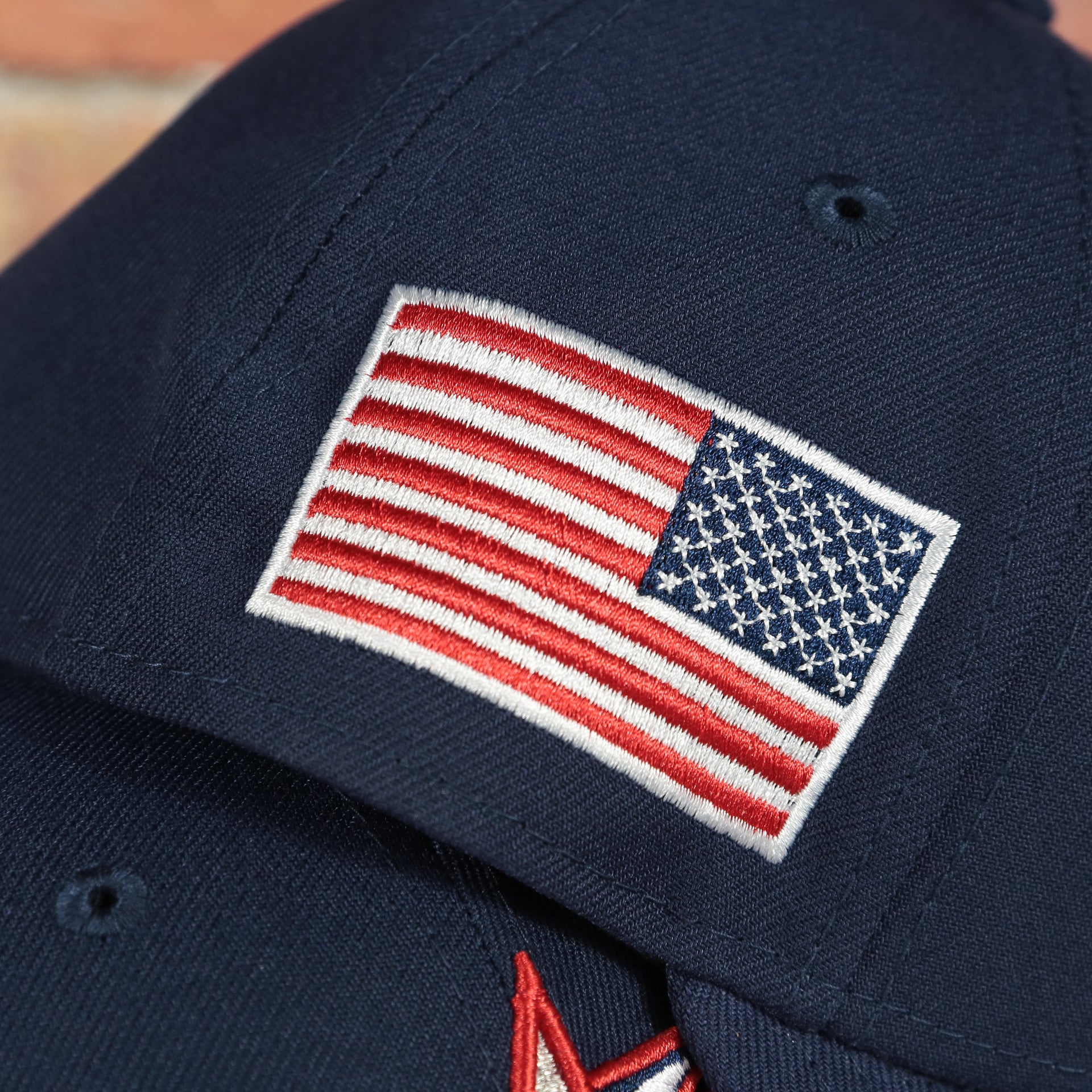 united states flag on the United States 2023 World Baseball Classic Grey Bottom Navy 9Forty Dad Hat