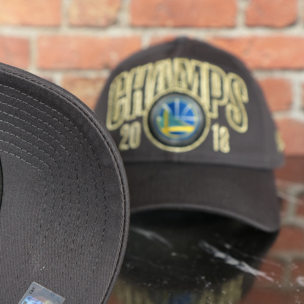 under visor on the Warriors Dad Hat | Golden State Warriors 2018 NBA Champions Gray Baseball Cap | Warriors Grey Adjustable Hat | OSFM