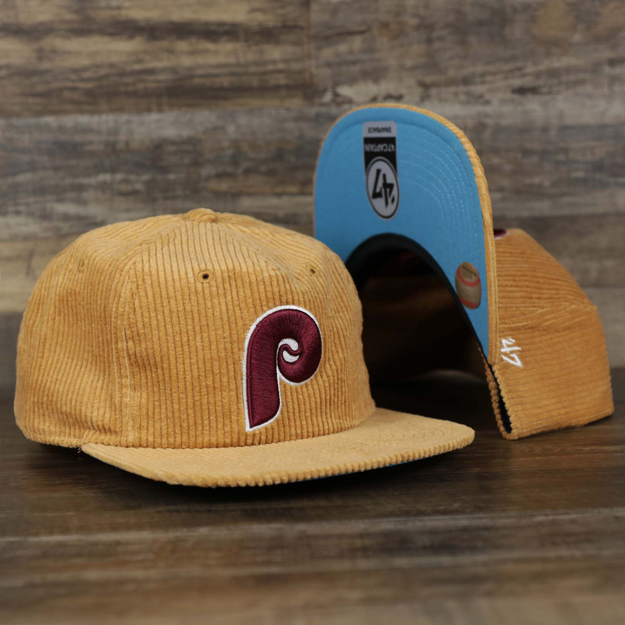 The Corduroy Philadelphia Phillies Cooperstown Snapback | 47 Brand Khaki