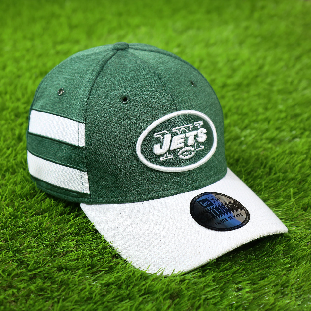 The New York Jets Onfield NFL Sideline Side Patch 39Thirty Flexfit Cap | Green 39Thirty Cap
