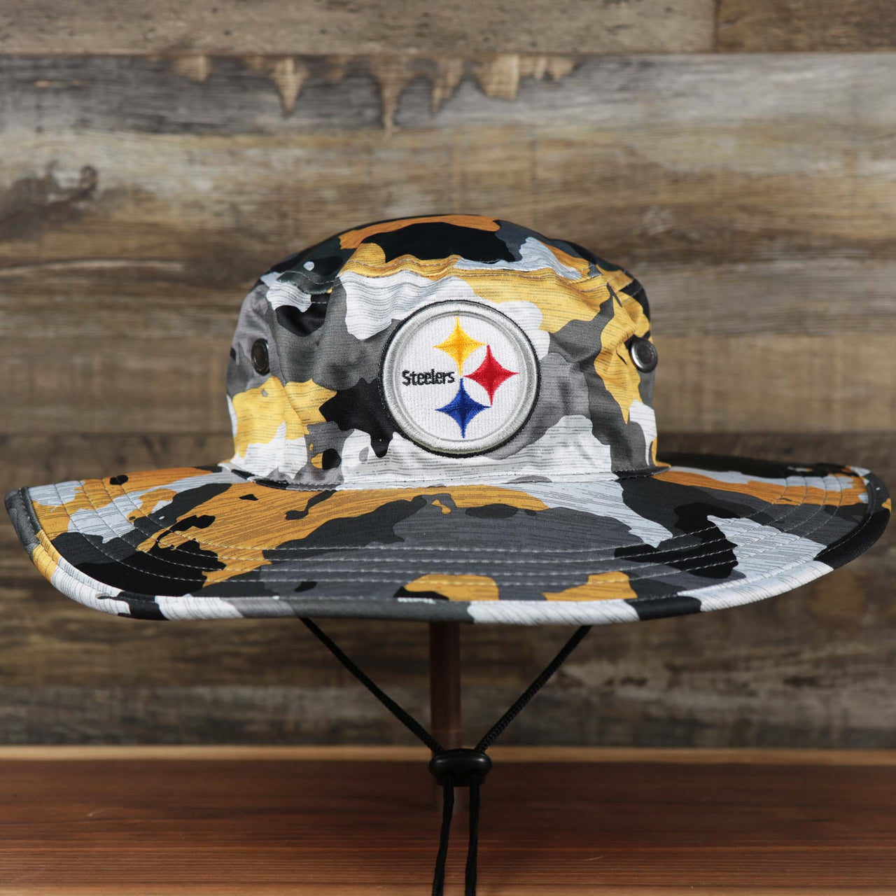 The Pittsburgh Steelers NFL Summer Training Camp 2022 Camo Bucket Hat | Yellow Bucket Hat