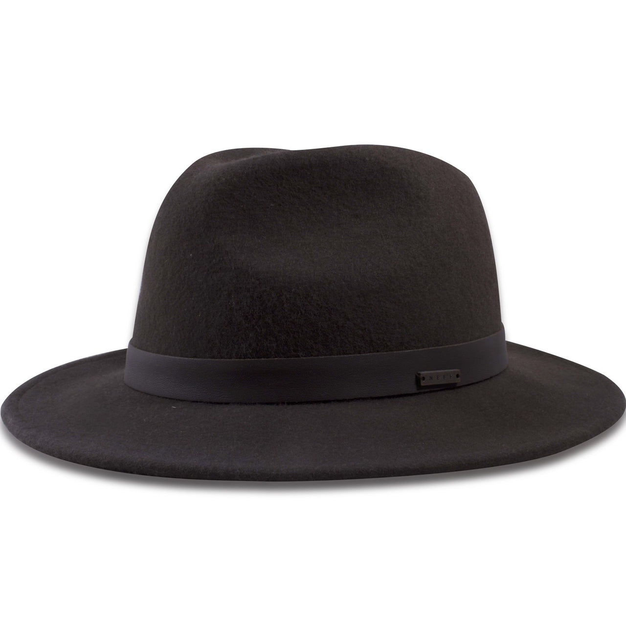 Neff Brown Leather Trim Wool Fedora