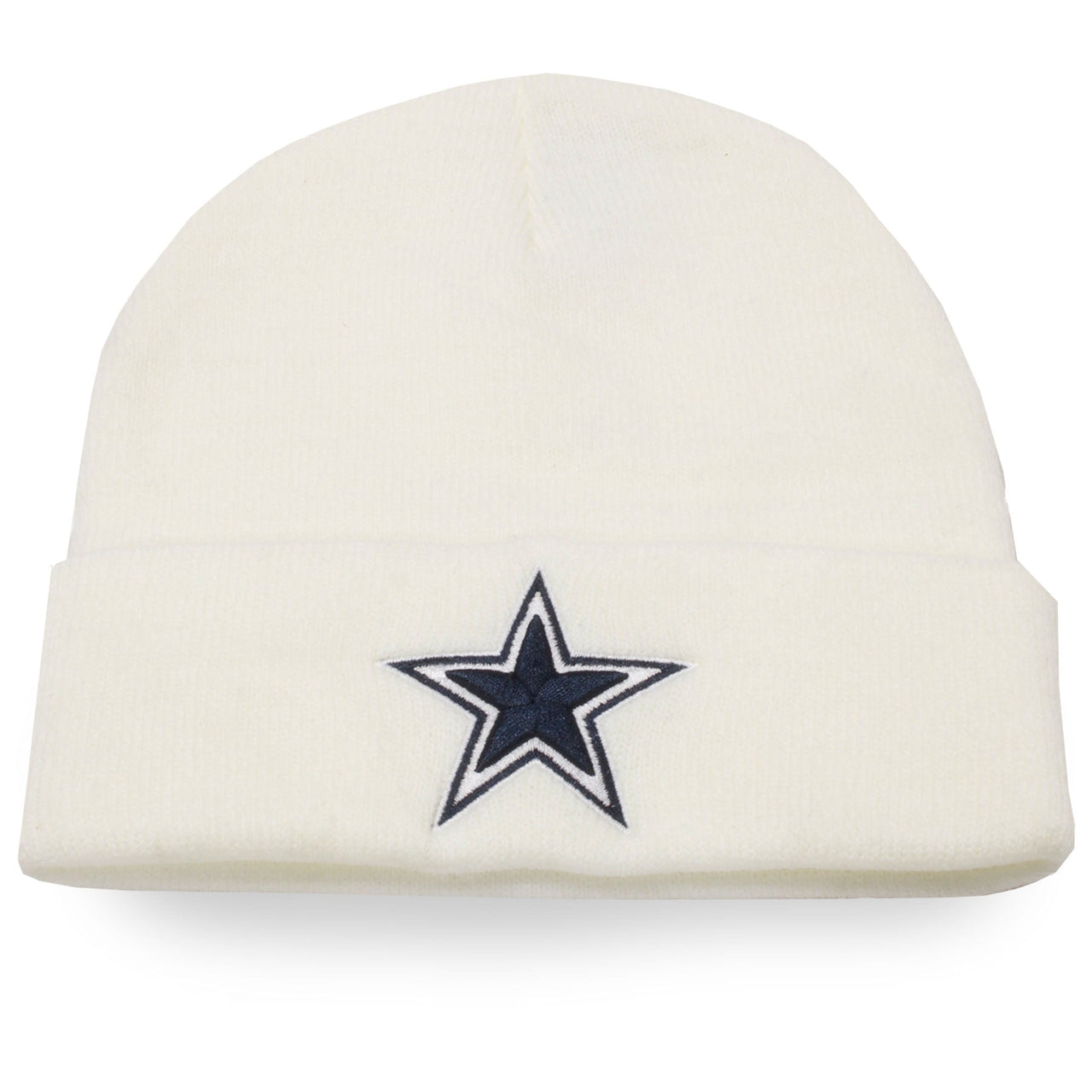 Dallas Cowboys White Raised Cuff Knit Winter Beanie