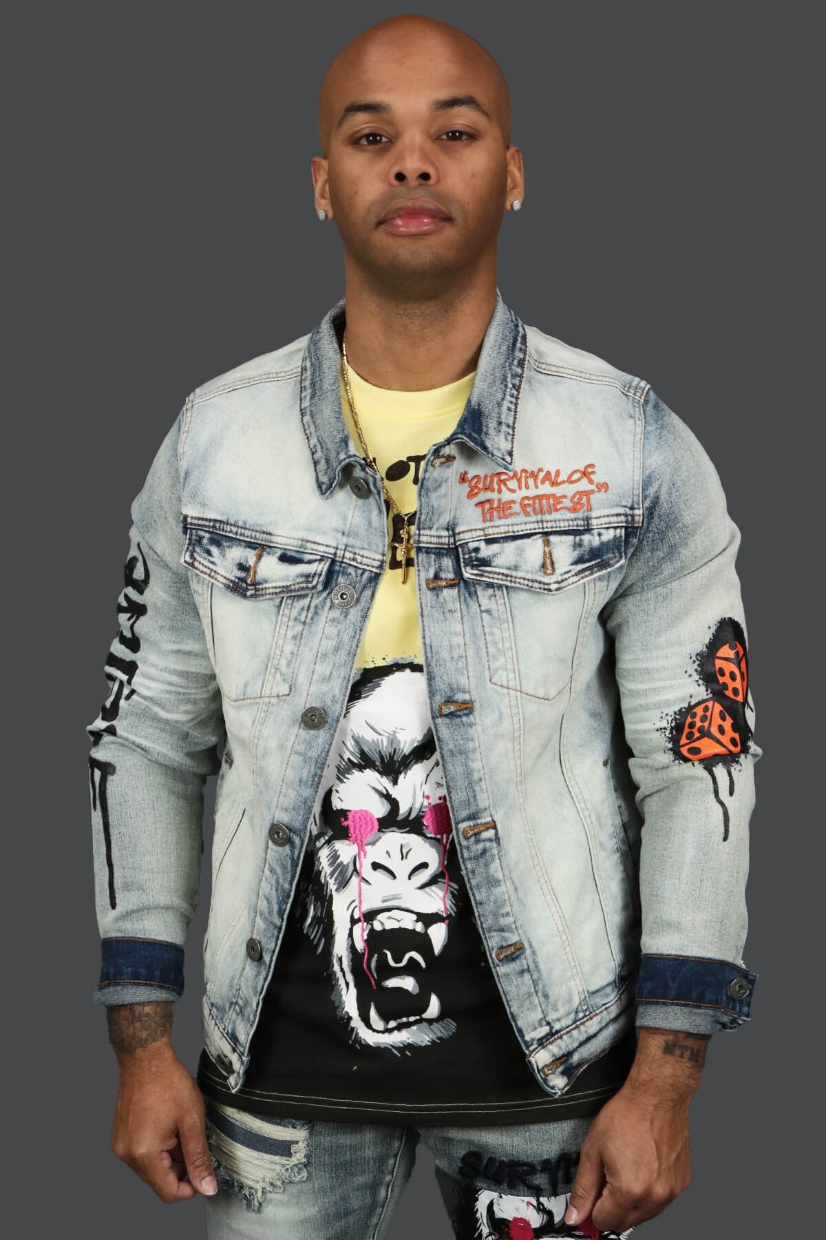 The Only The Strong Custom Spray Painted Denim Jacket Motive Denim | Vintage | 