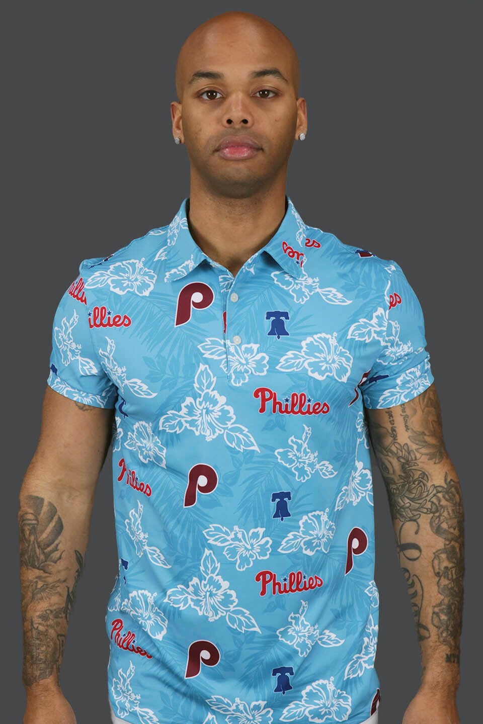 The Philadelphia Phillies Cooperstown Authentic Hawaiian Print Performance Polo Shirt