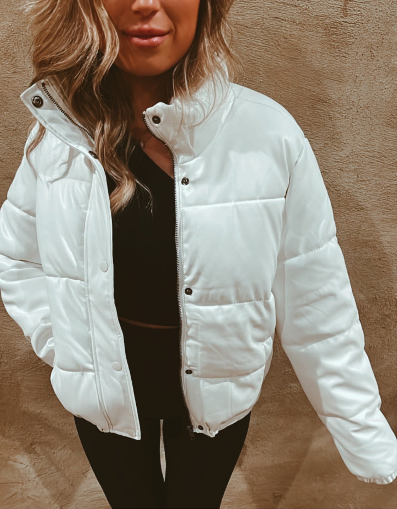 Stone Quilted Mara Faux Fur Hooded Puffer Jacket