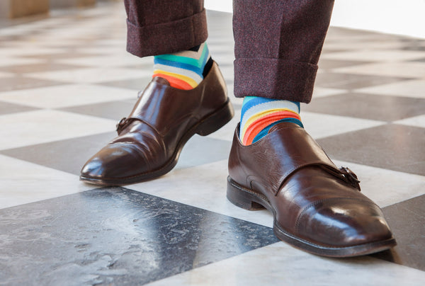 Fortis Green Multicolour chevron stripe sock