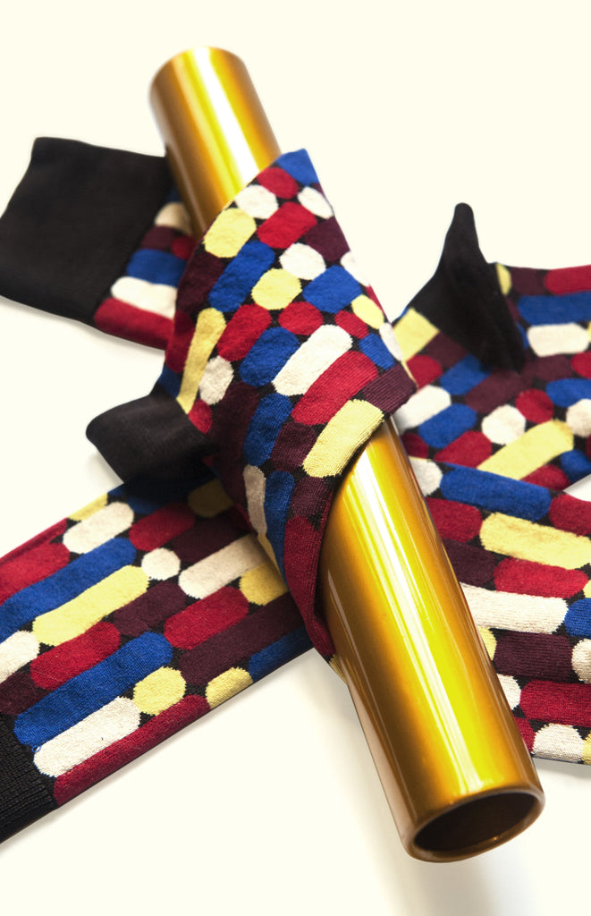 Fortis Green luxury quality pattern dress sock in baton design